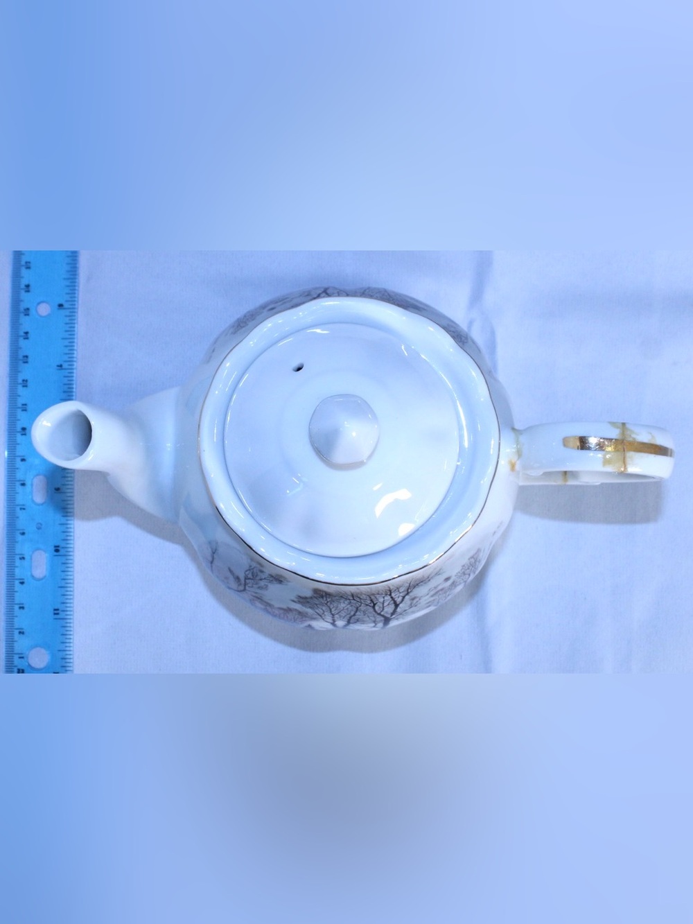 Vintage Porcelain 1977 Avon Currier & Ives “The Old Grist Mill” Teapot - Picture 7 of 13